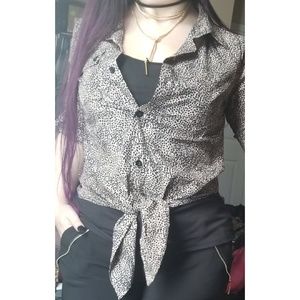 Animal Print Button Up Blouse